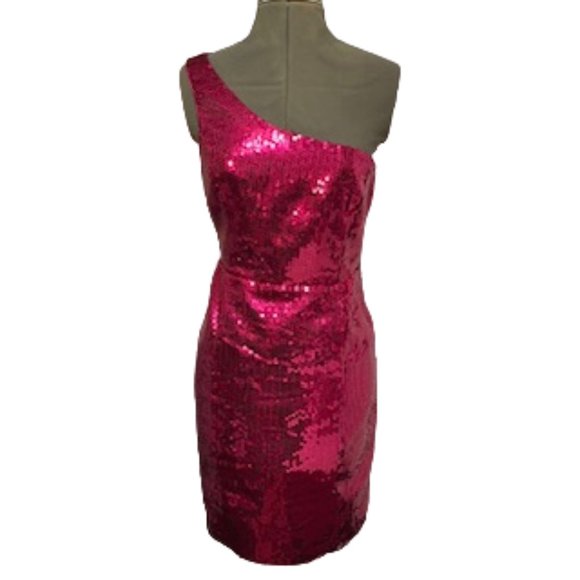 Forever 21 Dresses & Skirts - FOREVER 21 Hot Pink Fitted Sequin Dress Size Large NWT (Partial Tag)